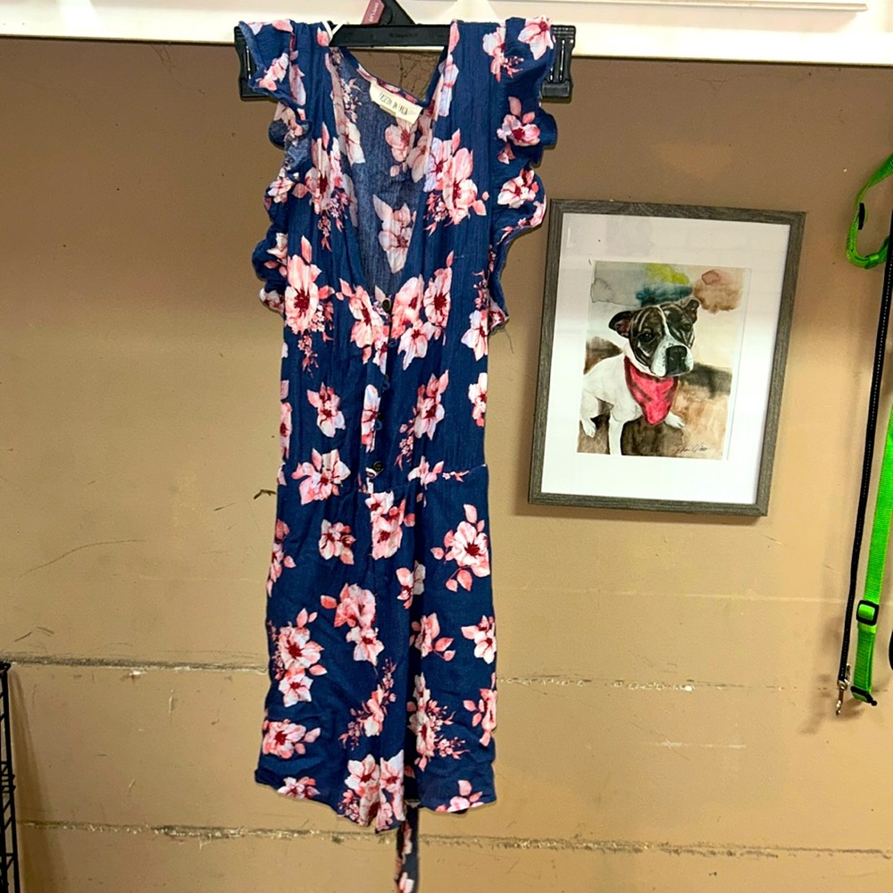 Size large blue floral jumpsuit